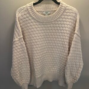 aerie Cream Bubble Stitch Crewneck Sweater
